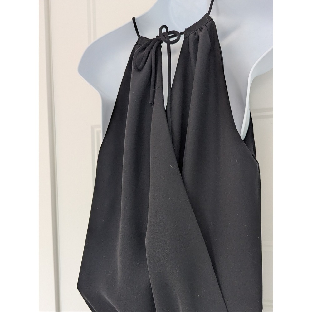 Cassis Womens Black Halter Neck Wide Leg Jumpsuit Size 6 Open Back Tie Pockets - Picture 11 of 14